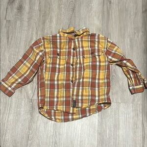 4/$30 Plaid Kids Shirt in Brown and Yellow